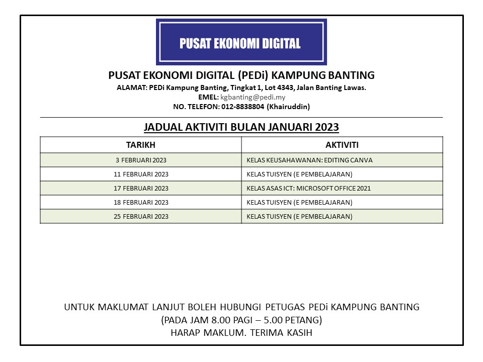 Jadual Februari